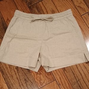 Banana Republic Tan Mid-rise Shorts Linen Cotton Blend Women's Size Medium